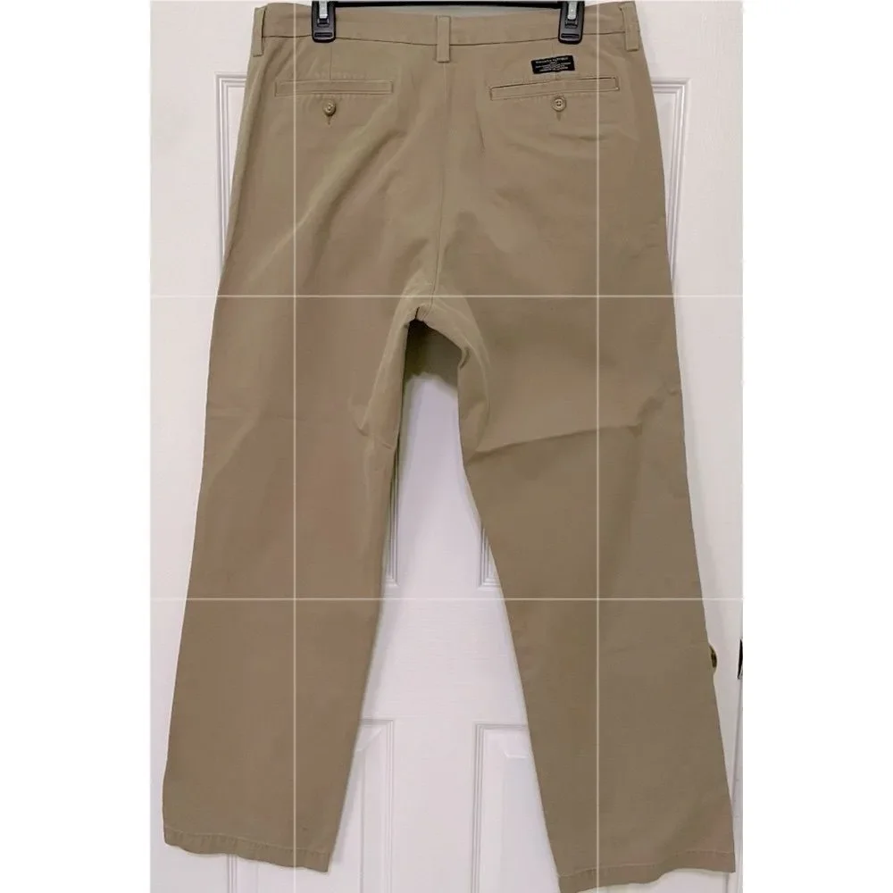 Banana Republic Gavin Cotton Chino Pants 35 x 32 Straight Leg Relaxed Fit Acorn